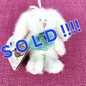 Vtg. Boyds Bears Flip Hopsey White Bunny Rabbit Miniature Plush 4” Tags